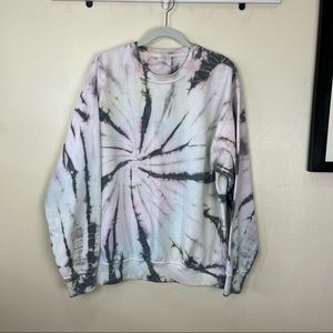 Dreamsicle Swirl Tie-dye Sweatshirt, Size Large.  White, Grey, Pink & Yellow.